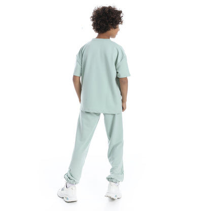 Front-Printed Pajama Set with Pants for Kids