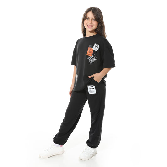 Half Sleeves Printed Pajama Set for Teenagers