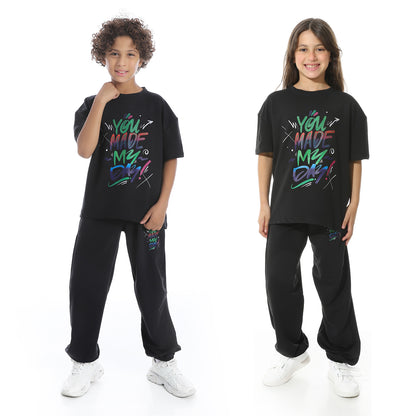 "You Made My Day" Printed Pajama Set for Kids