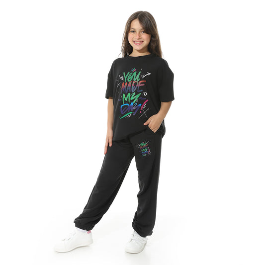 "You Made My Day" Printed Pajama Set for Teenagers