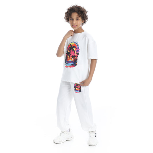 Palm Trees Printed Pajama Set for Kids