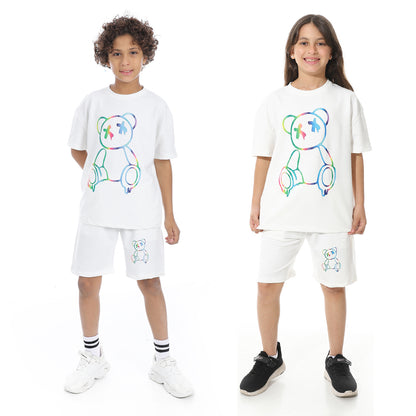 Bear Printed Pajama Set with Short for Teenagers