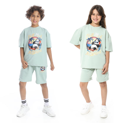 Panda Printed Short Pajama Set for Kids