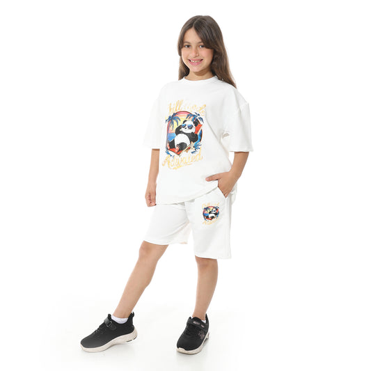 Panda Printed Short Pajama Set for Teenagers
