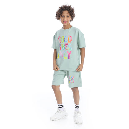 "Good Vibes Only" Printed Pajama Set for Kids