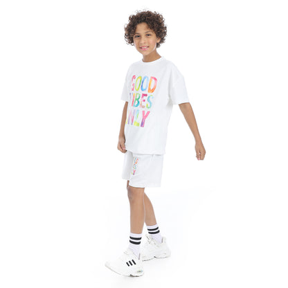 "Good Vibes Only" Printed Pajama Set for Kids