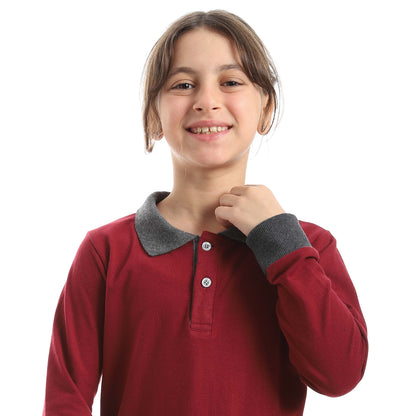 Long Sleeve Polo Shirt for Teenagers - تي شيرت بولو بأكمام طويلة للمراهقين