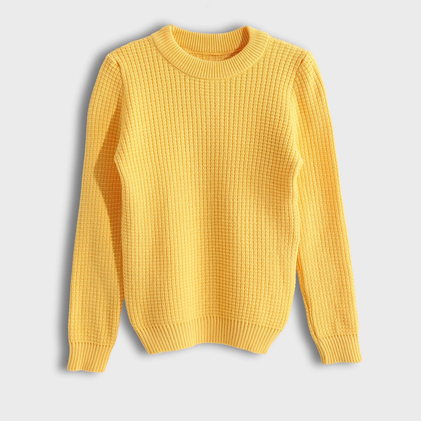 Pullover Round Neck Plain Biscuit - بلوفر بياقة دائرية وطبعة بسكويت سادة