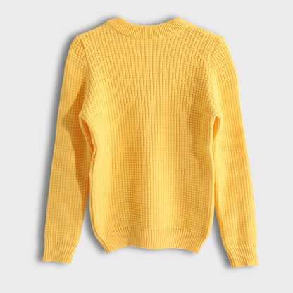 Pullover Round Neck Plain Biscuit - بلوفر بياقة دائرية وطبعة بسكويت سادة