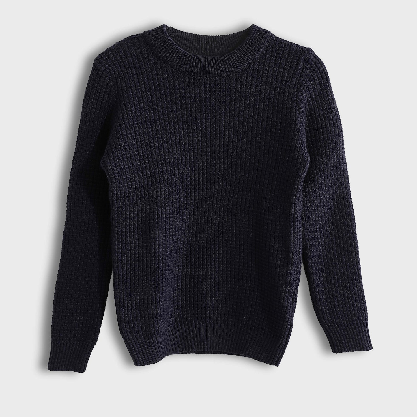 Pullover Round Neck Plain Biscuit - بلوفر بياقة دائرية وطبعة بسكويت سادة