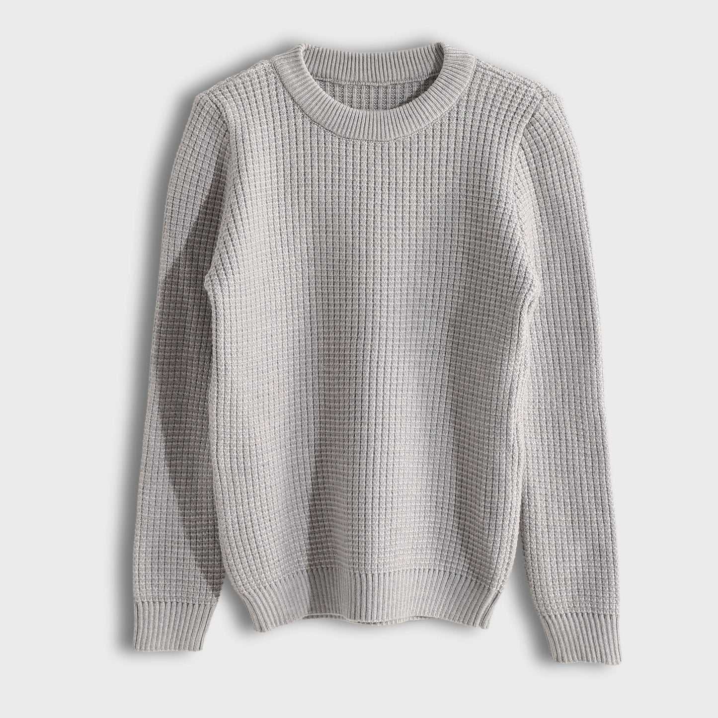 Pullover Round Neck Plain Biscuit - بلوفر بياقة دائرية وطبعة بسكويت سادة