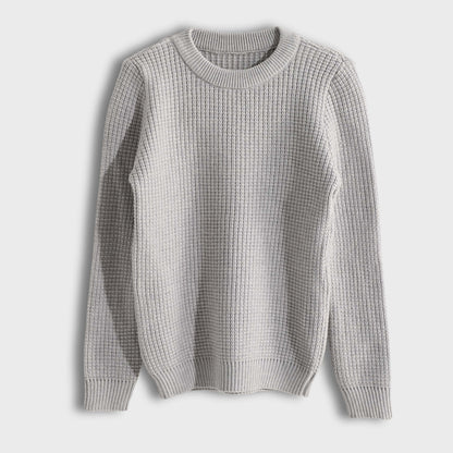 Pullover Round Neck Plain Biscuit - بلوفر بياقة دائرية وطبعة بسكويت سادة