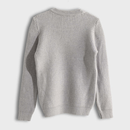 Pullover Round Neck Plain Biscuit - بلوفر بياقة دائرية وطبعة بسكويت سادة