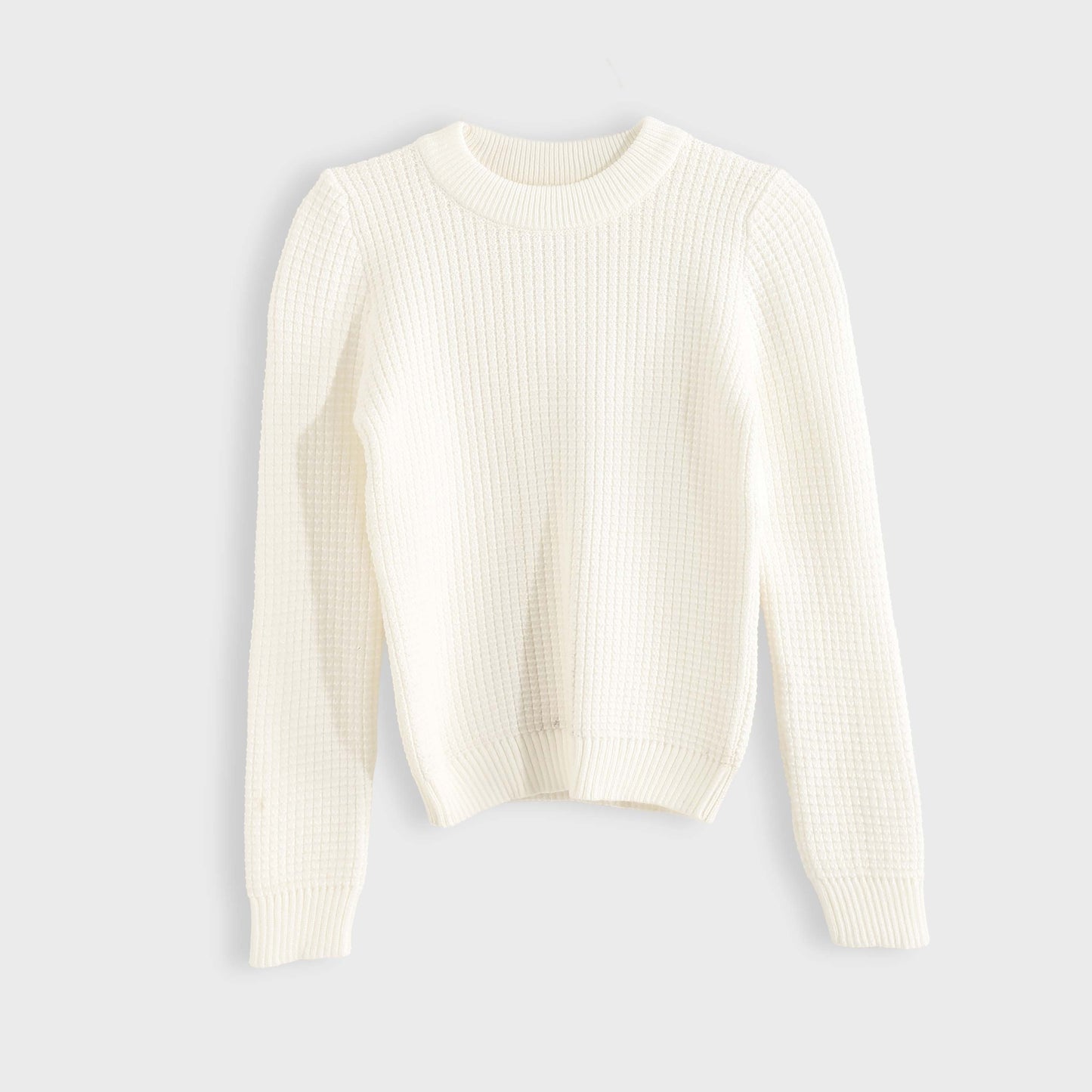 Pullover Round Neck Plain Biscuit - بلوفر بياقة دائرية وطبعة بسكويت سادة