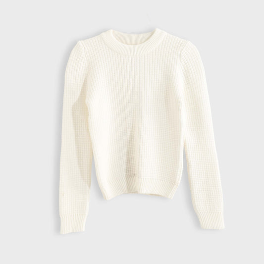 Pullover Round Neck Plain Biscuit - بلوفر بياقة دائرية وطبعة بسكويت سادة