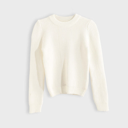 Pullover Round Neck Plain Biscuit - بلوفر بياقة دائرية وطبعة بسكويت سادة