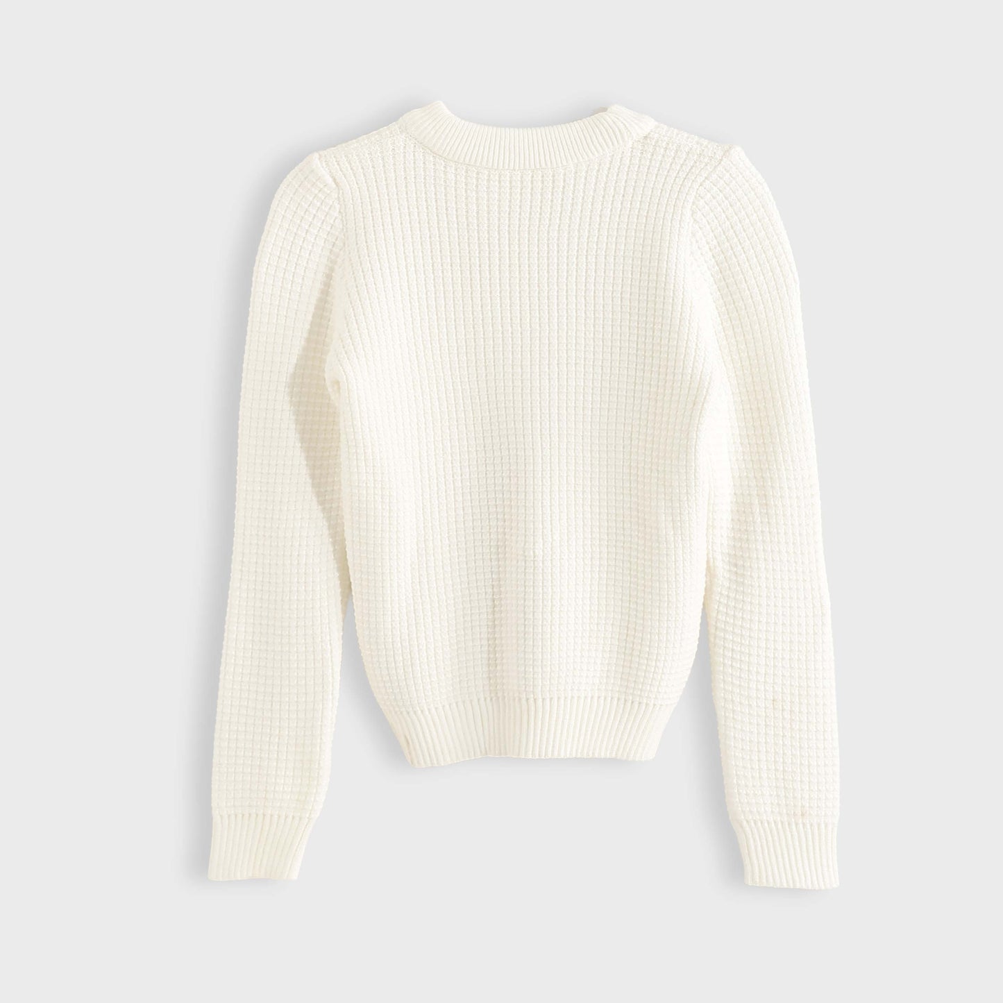 Pullover Round Neck Plain Biscuit - بلوفر بياقة دائرية وطبعة بسكويت سادة