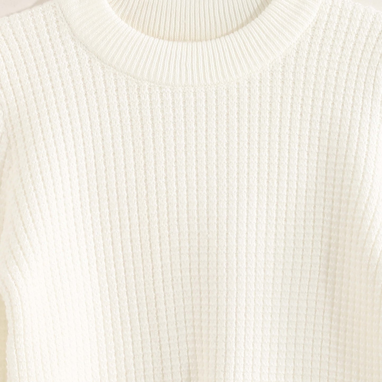 Pullover Round Neck Plain Biscuit - بلوفر بياقة دائرية وطبعة بسكويت سادة