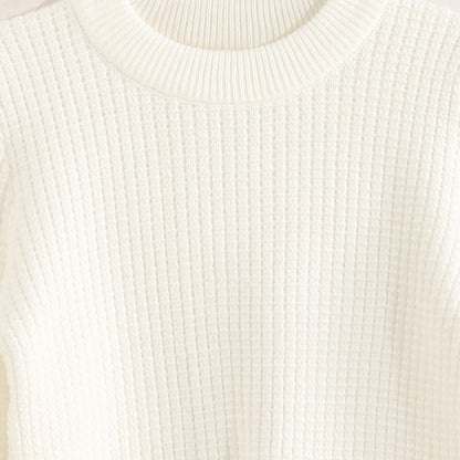 Pullover Round Neck Plain Biscuit - بلوفر بياقة دائرية وطبعة بسكويت سادة