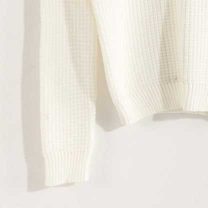 Pullover Round Neck Plain Biscuit - بلوفر بياقة دائرية وطبعة بسكويت سادة