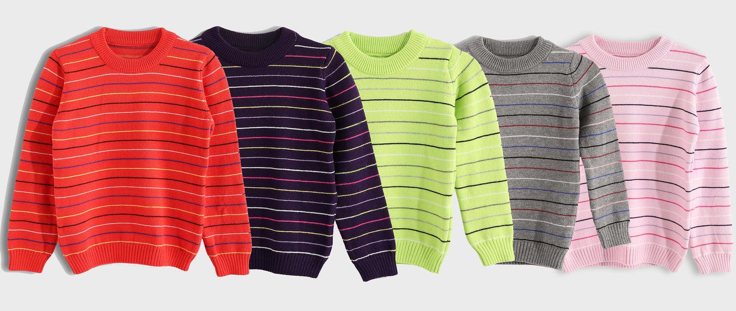 Bundle Of 5 Bucklet Round Neck Thinly Stripedt