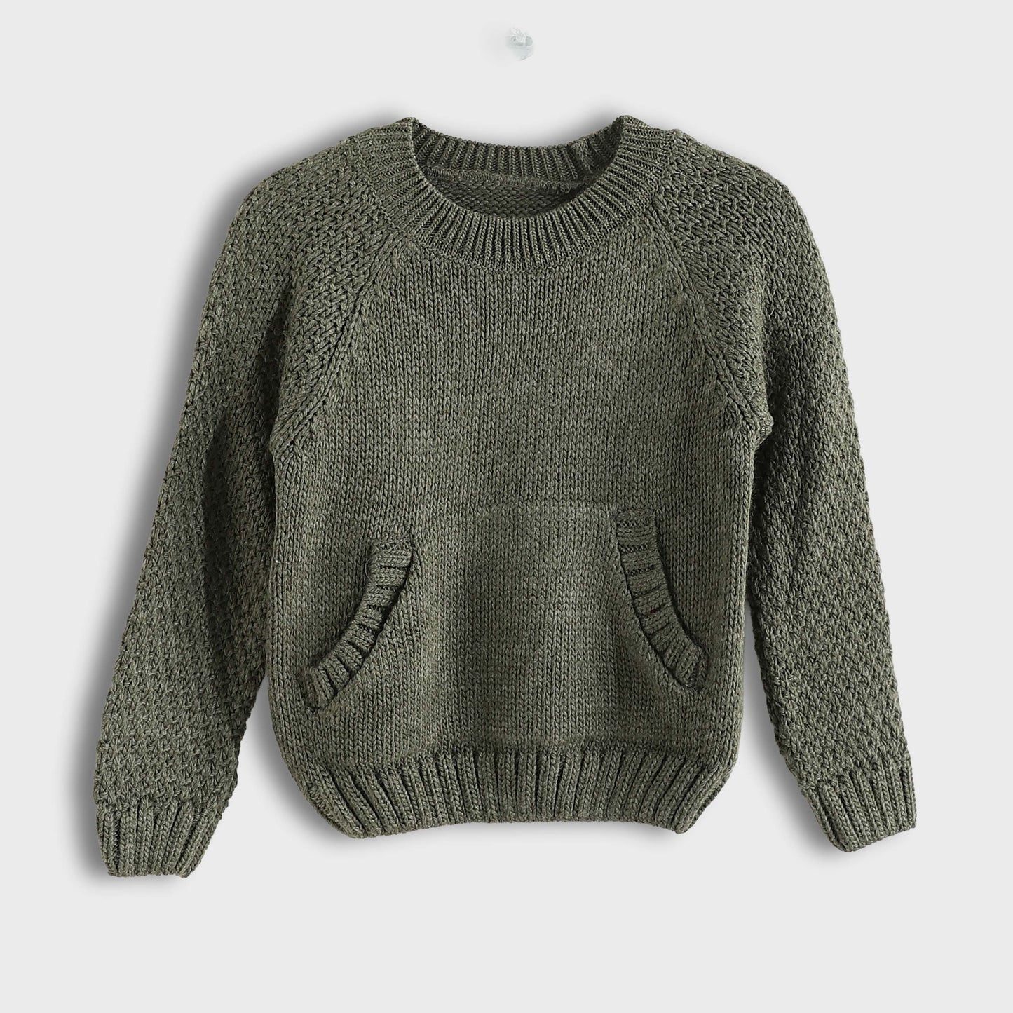Pullover Neck Round With Pocket - بلوزة برقبة دائرية مع جيب