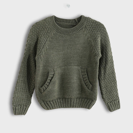 Pullover Neck Round With Pocket - بلوزة برقبة دائرية مع جيب