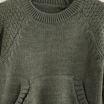 Pullover Neck Round With Pocket - بلوزة برقبة دائرية مع جيب