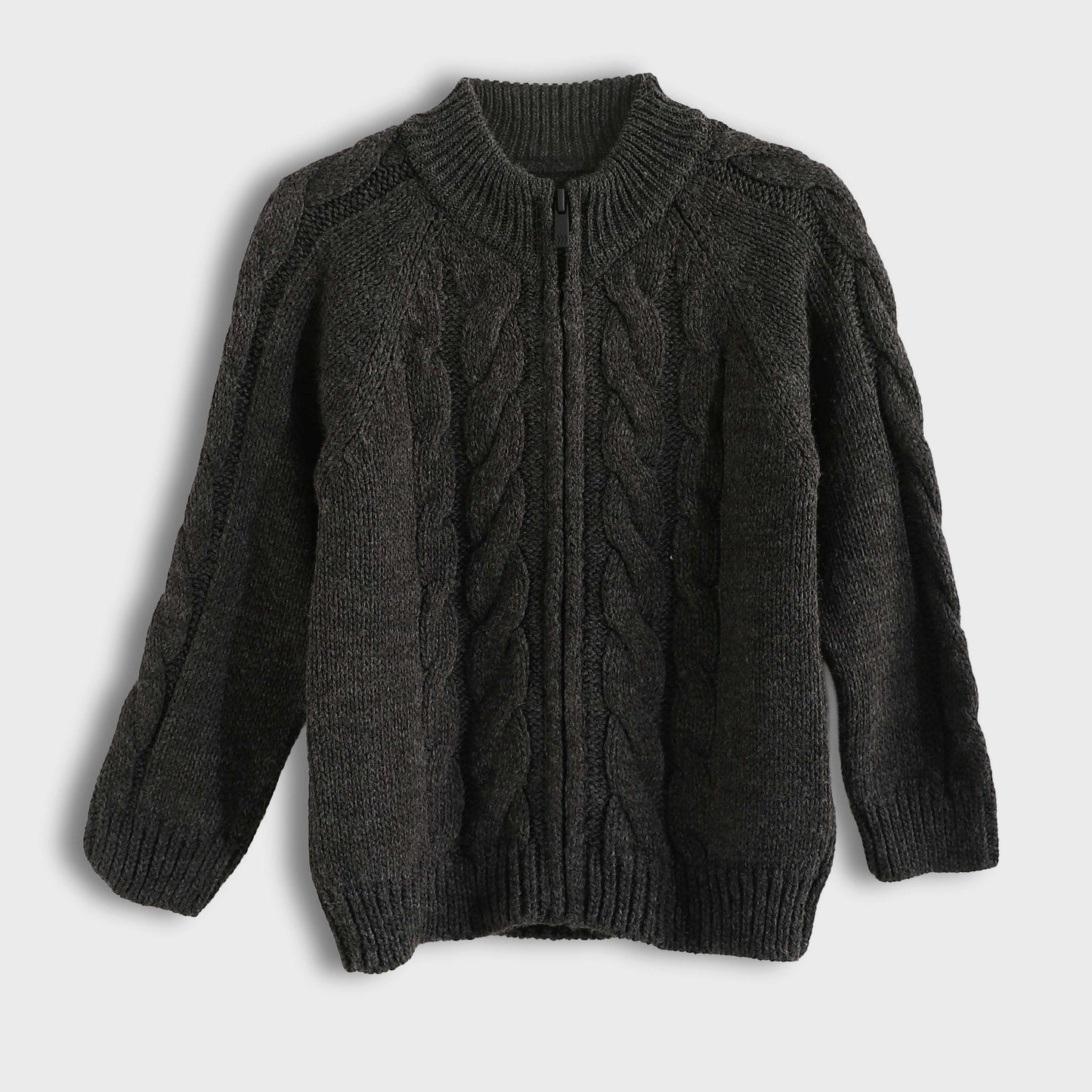 Knitted Pullover With Zipper - بلوفر محبوك بسحاب