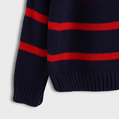 Striped Pullover Crew Bouclette - بلوزة مخططة مع بلوزة دائرية