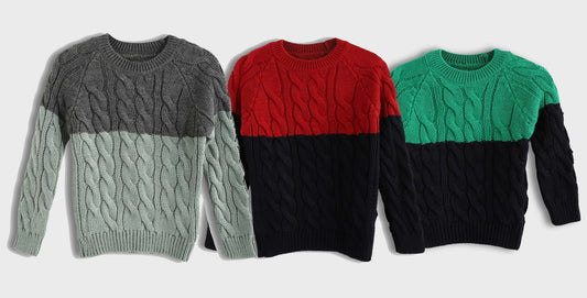 Bundle Of 3 Pullover Round Knitted Mini Neck