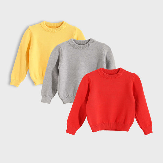 Bundle of 3 Solid Round Neck Pullover