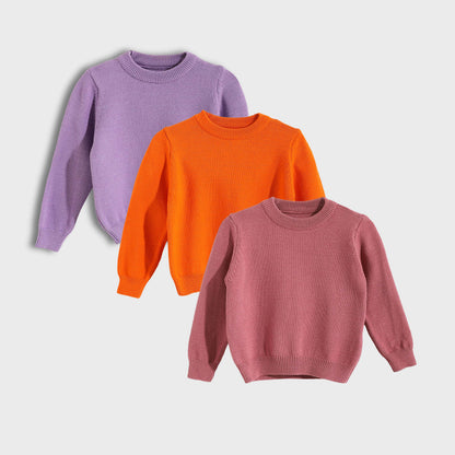 Bundle of 3 Solid Round Neck Pullover for Babies