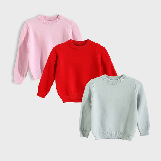 Bundle of 3 Solid Round Neck Pullover