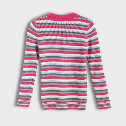 Baby Girls Round Neck Striped Pullover