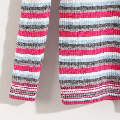 Baby Girls Round Neck Striped Pullover