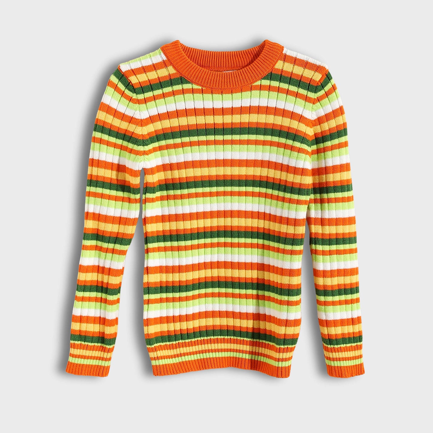 Round Neck Striped Pullover