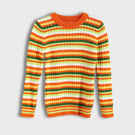 Round Neck Striped Pullover