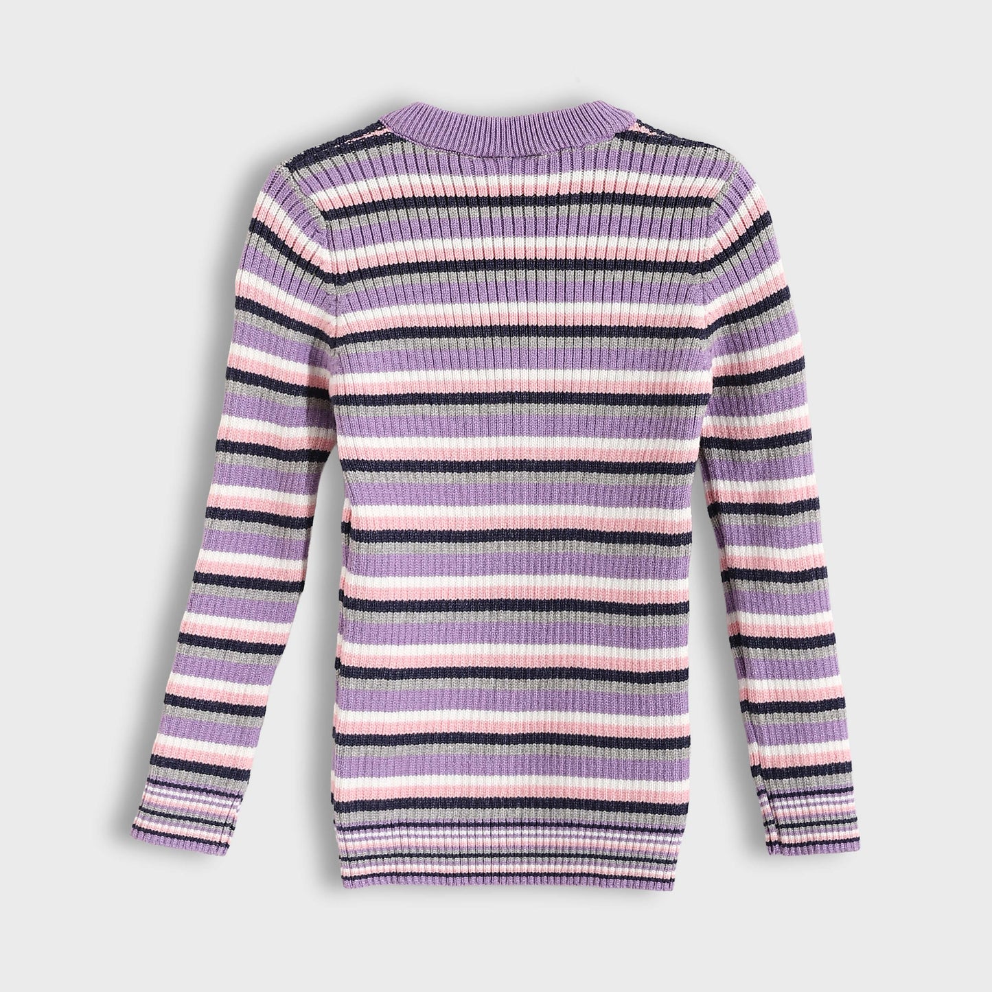 Baby Girls Round Neck Striped Pullover