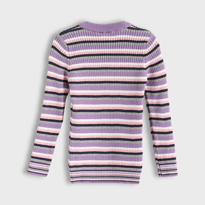 Baby Girls Round Neck Striped Pullover