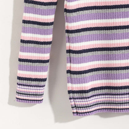 Baby Girls Round Neck Striped Pullover