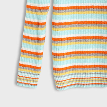 Baby Girls Round Neck Striped Pullover