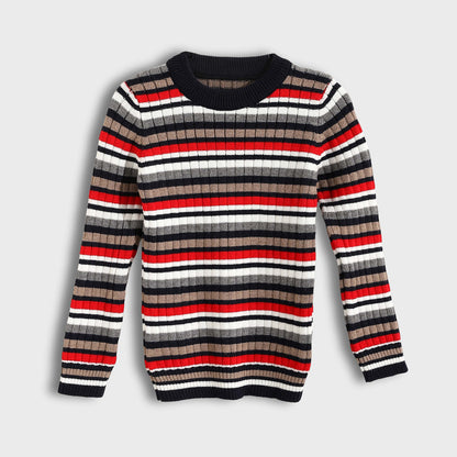 Baby Boys Round Neck Striped Pullover
