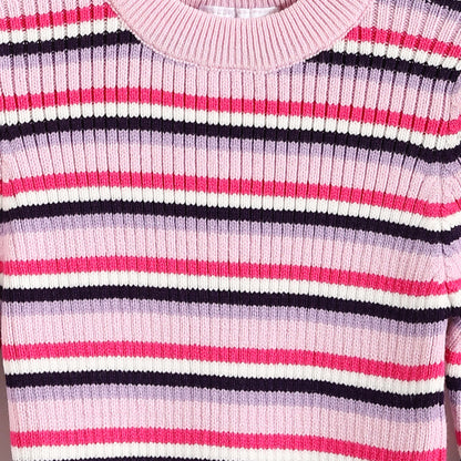 Baby Girls Round Neck Striped Pullover