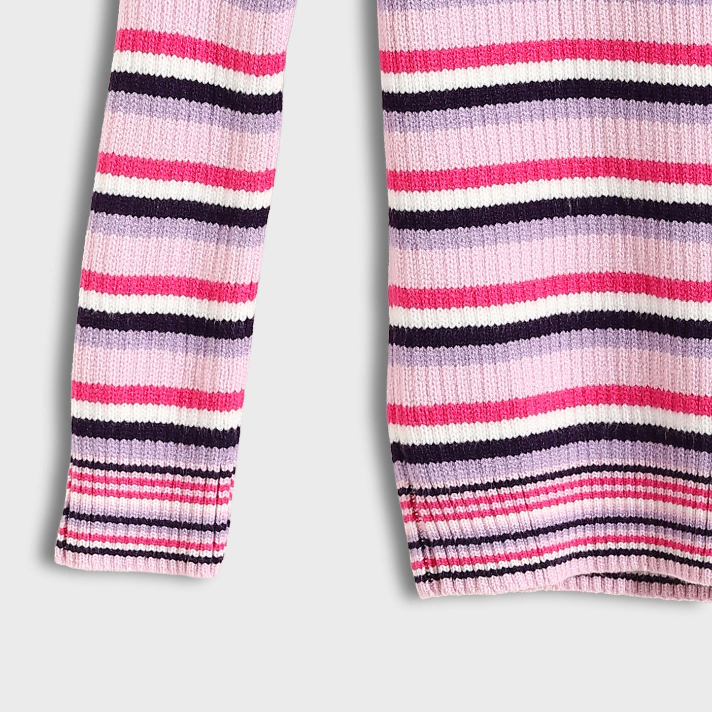 Girls Round Neck Striped Pullover