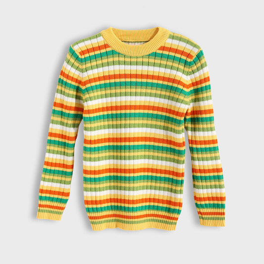 Round Neck Striped Pullover