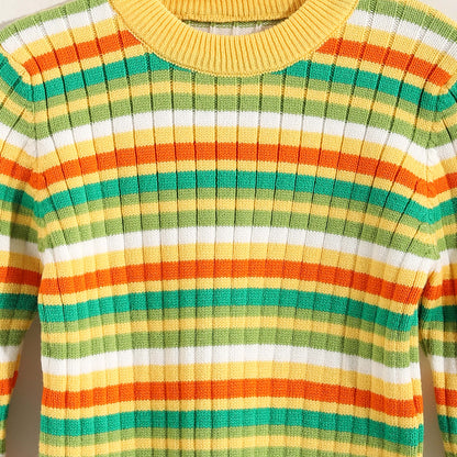 Round Neck Striped Pullover