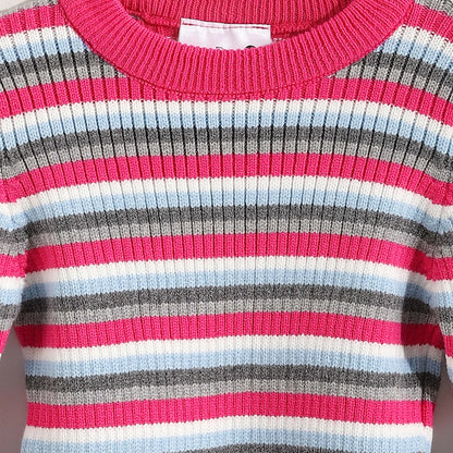 Bundle of 4 Round Neck Striped Pullovers