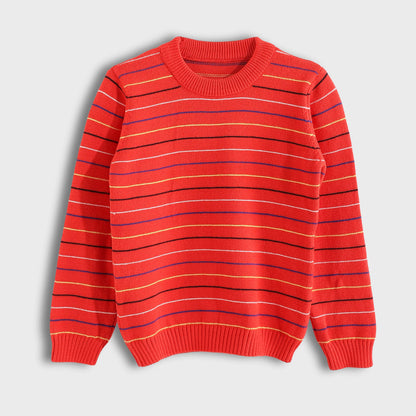 Baby Boys Round Neck Thin Strips Pullover