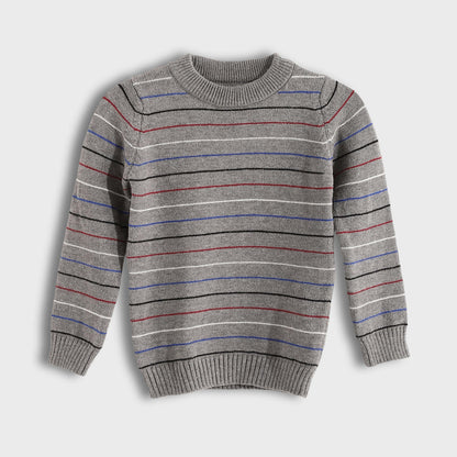Boys Round Neck Thin Strips Pullover